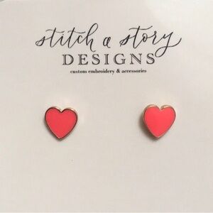 Neon pink heart earrings